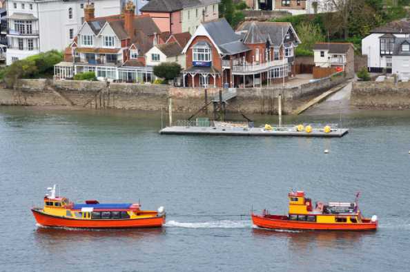 29 April 2020 - 16-37-01 
Passing the Royal Dart Yacht Club - the Brixham - Torquay ferry craft heading upriver.
----------------------
Torbay ferries: Torbay Clipper & Brixham Belle